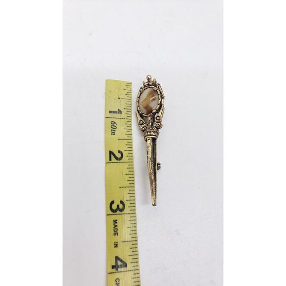 Vintage Brooch Celtic Scepter Dagger Bohemian Glass Scottish Sword England - Picture 9 of 10
